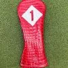 Www.chipnputt.com Iliac Golf Vintage 3 Patent British Croc Red+White Leather Driver Headcover-NEW!