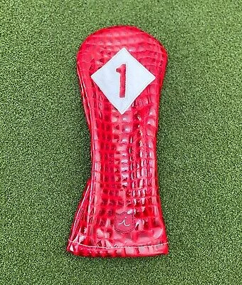 Www.chipnputt.com Iliac Golf Vintage 3 Patent British Croc Red+White Leather Driver Headcover-NEW! 4 Www.chipnputt.com Iliac Golf Vintage 3 Patent British Croc Red+White Leather Driver Headcover-NEW! - Image 2
