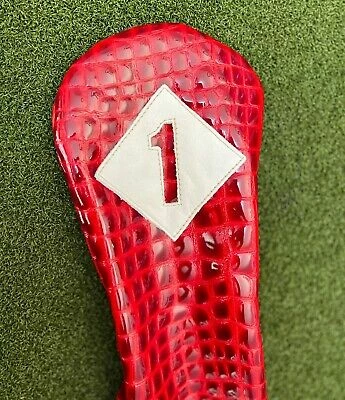Www.chipnputt.com Iliac Golf Vintage 3 Patent British Croc Red+White Leather Driver Headcover-NEW! 6 Www.chipnputt.com Iliac Golf Vintage 3 Patent British Croc Red+White Leather Driver Headcover-NEW! - Image 4